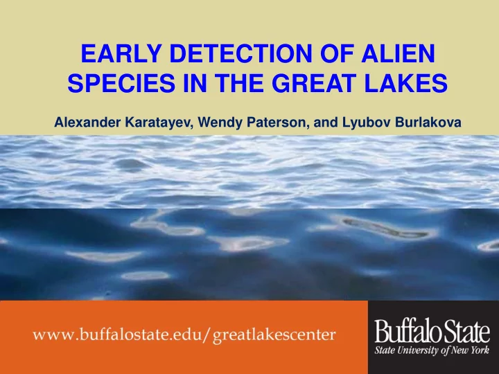 early detection of alien species in the great lakes