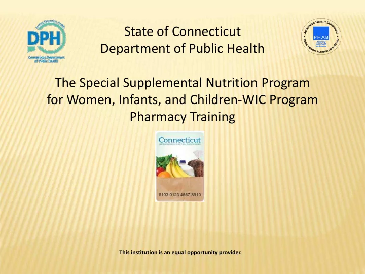 state of connecticut department of public health the
