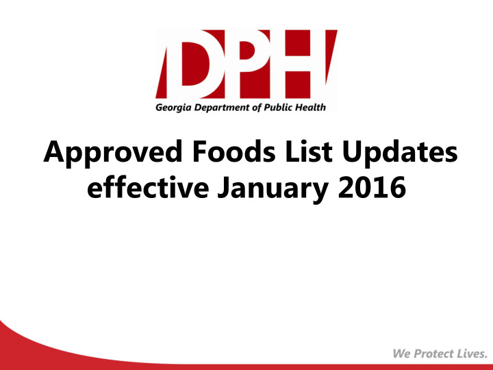 approved foods list updates effective january 2016