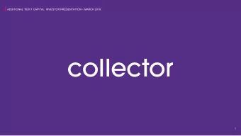 ADDITIONAL TIER 1 CAPITAL  INVESTOR PRESENTATION  MARCH 2019  1  Disclaimer  Background  This