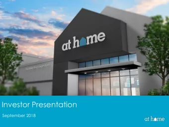 Investor Presentation  September 2018  Disclaimer This presentation contains forward-looking