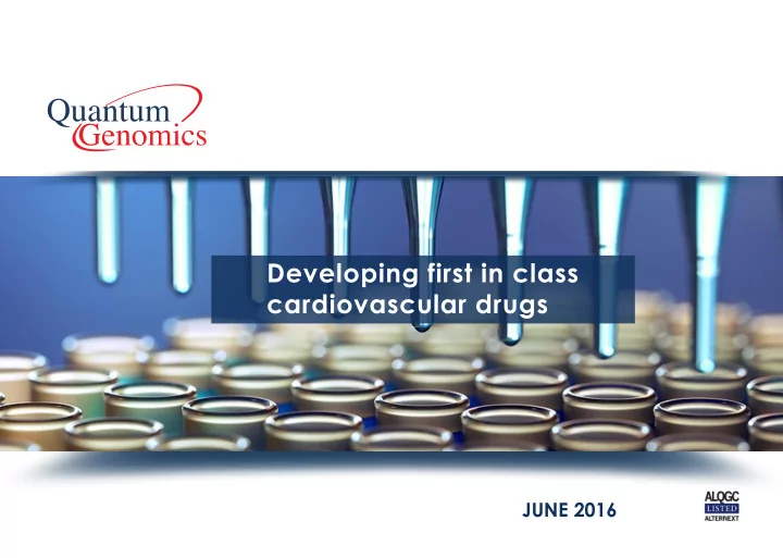 developing first in class