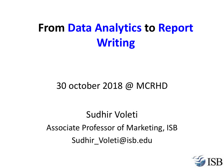 from data analytics to report