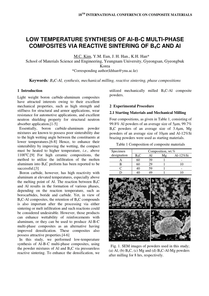 low temperature synthesis of al b c multi phase