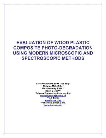 EVALUATION OF WOOD PLASTIC  COMPOSITE PHOTO-DEGRADATION  USING MODERN MICROSCOPIC AND