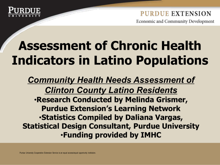 assessment of chronic health indicators in latino