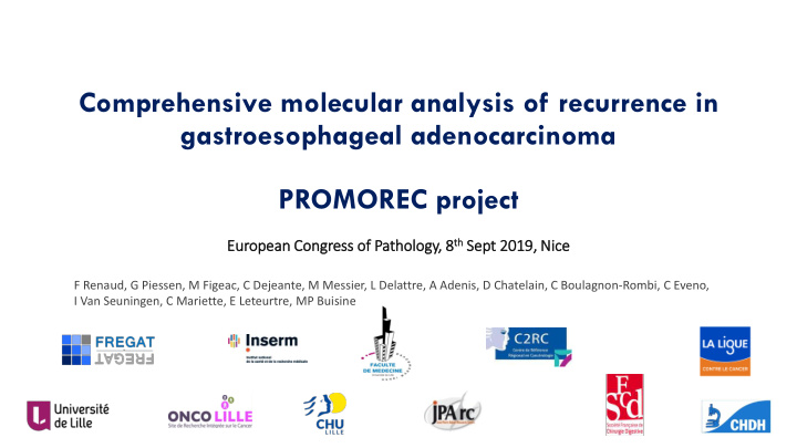 gastroesophageal adenocarcinoma promorec project