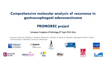 gastroesophageal adenocarcinoma  PROMOREC project th Sep thology, 8 th  Europea  ean Con  Congress