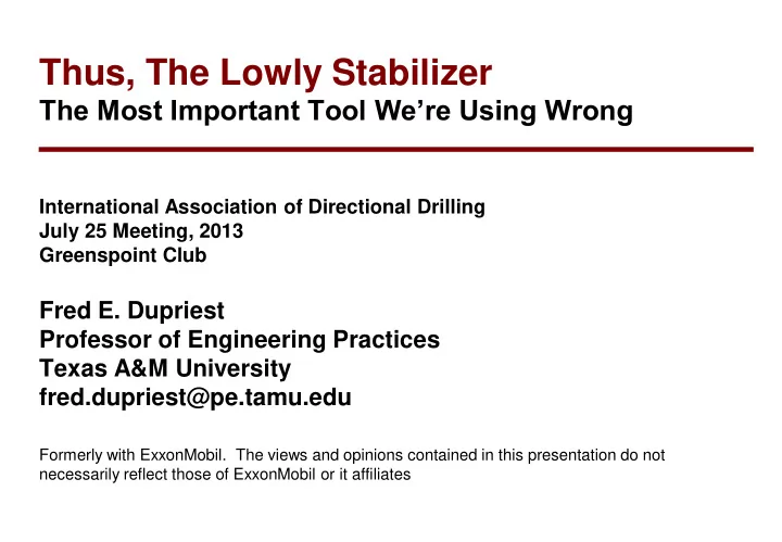 thus the lowly stabilizer
