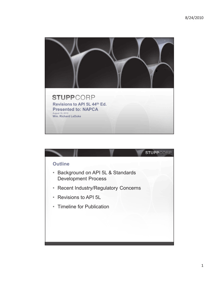 background on api 5l amp standards development process