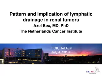 Pattern and implication of lymphatic drainage in renal tumors  Axel Bex, MD, PhD  The Netherlands