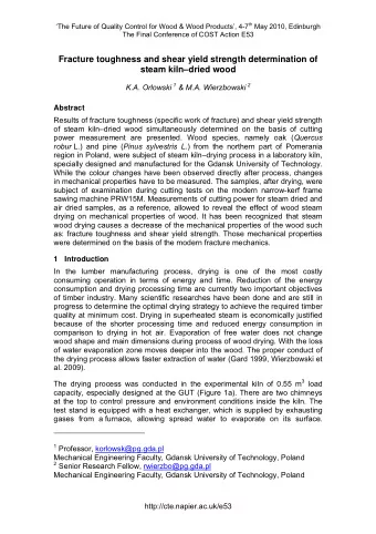 Fracture toughness and shear yield strength determination of  steam kilndried wood K.A. Orlowski