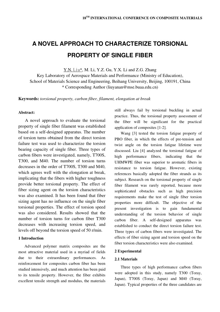 a novel approach to characterize torsional property of