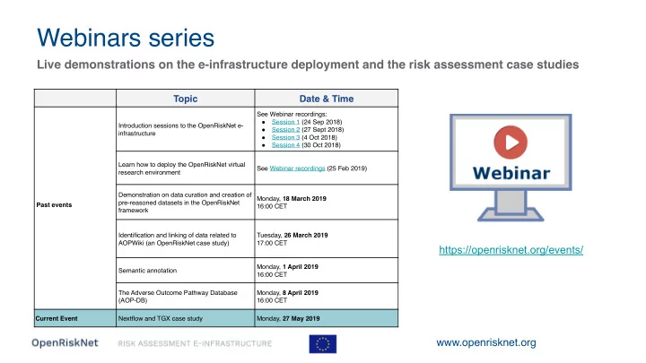 webinars series
