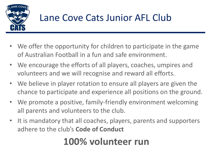 lane cove cats junior afl club