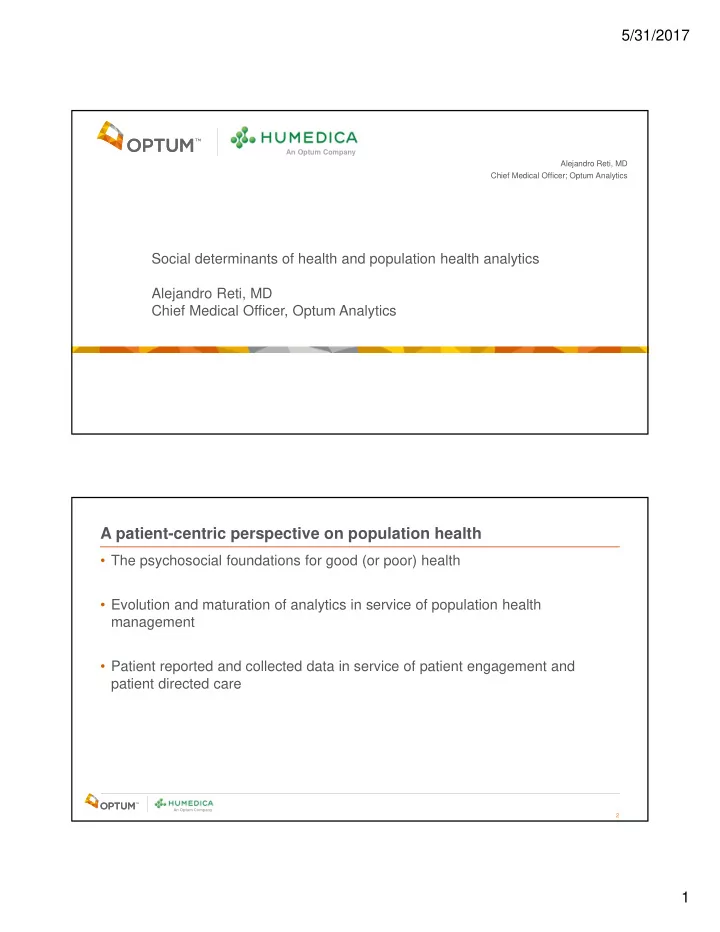 a patient centric perspective on population health