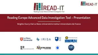 Reading Europe Advanced Data Investigation Tool  Presentation  Brigitte Ouvry-Vial Le Mans