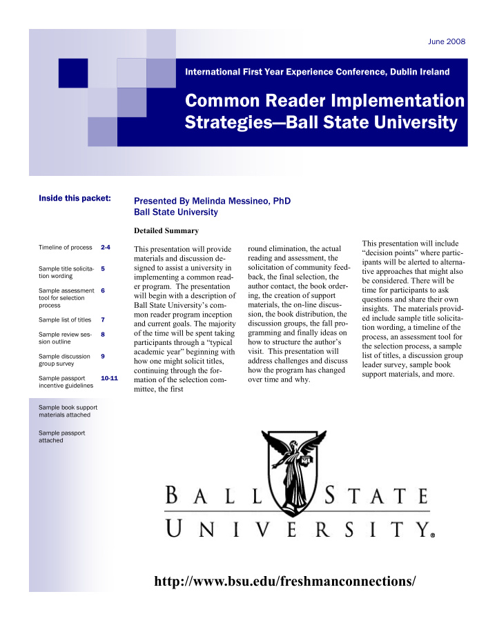 common reader implementation strategies ball state