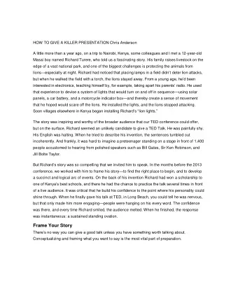 Frame Your Story  Theres no way you can give a good talk unless you have something worth talking