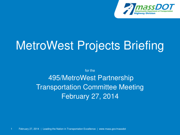 for the 495 metrowest partnership transportation