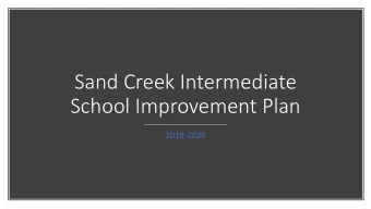 Sand Creek Intermediate  School Improvement Plan  2019-2020  SCI Mission-  Sand Creek Intermediate