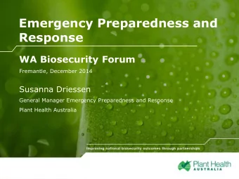 Click to edit  Response  WA Biosecurity Forum  Sub-heading  Fremantle, December 2014  Susanna
