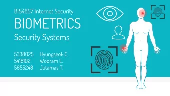 BIOMETRICS  Security Systems  5338025  Hyungseok C.  5418102  Wooram L.  5655248  Jutamas T.