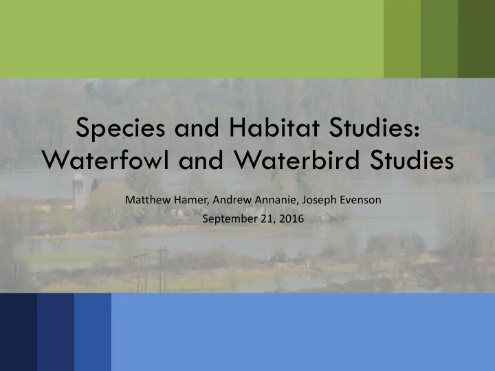 species and habitat studies