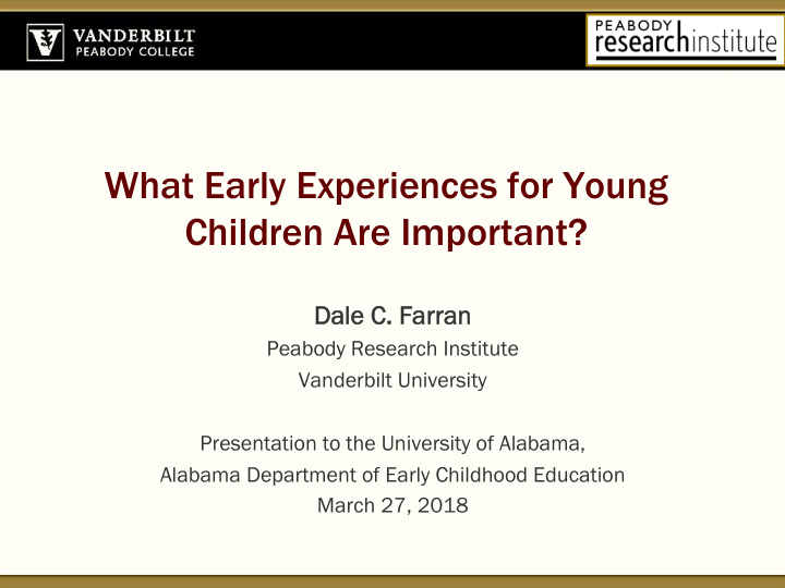 what early experiences for young children are important