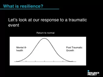 What is resilience?  Lets look at our response to a traumatic  event  Return to normal