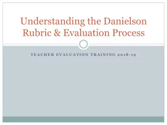 Understanding the Danielson  Rubric &amp; Evaluation Process  T E A C H E R  E V A L U A T I O N  T
