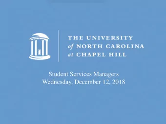 Student Services Managers  Wednesday, December 12, 2018  Updates from Undergraduate Curricula