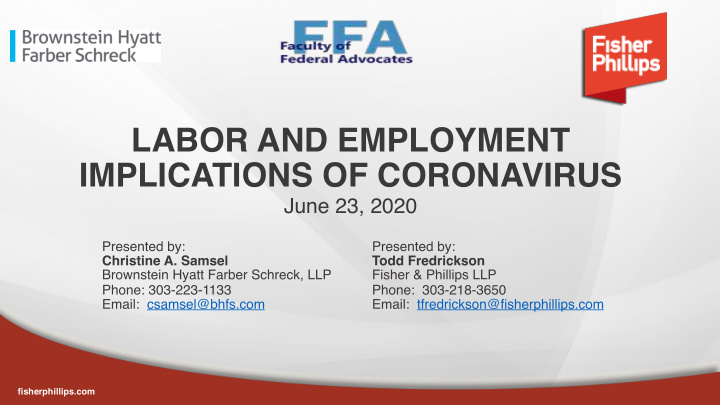 labor and employment implications of coronavirus