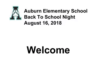 Welcome  Back to School Night Agenda   5:30 - 6:00 Welcome and Introduction   6:00 - 6:30