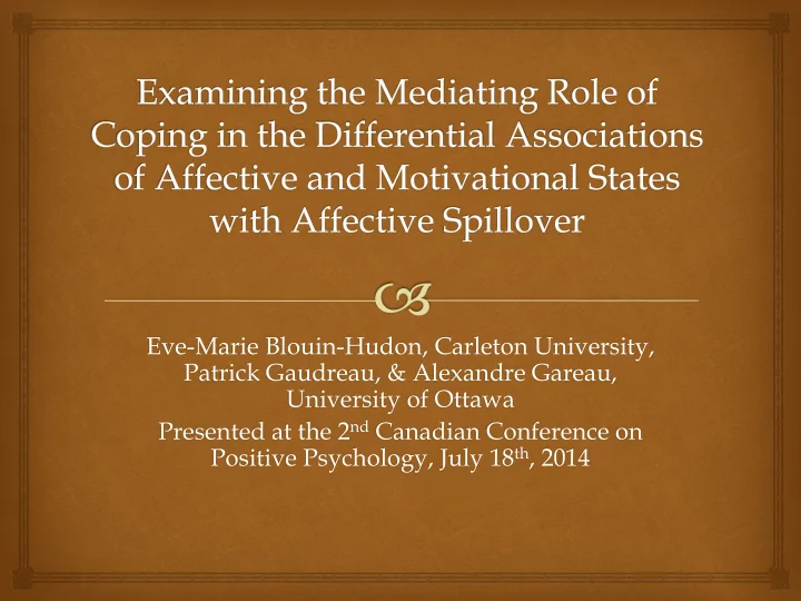 eve marie blouin hudon carleton university patrick