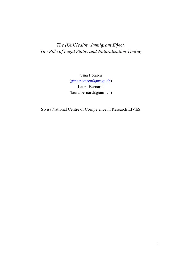 the un healthy immigrant effect the role of legal status