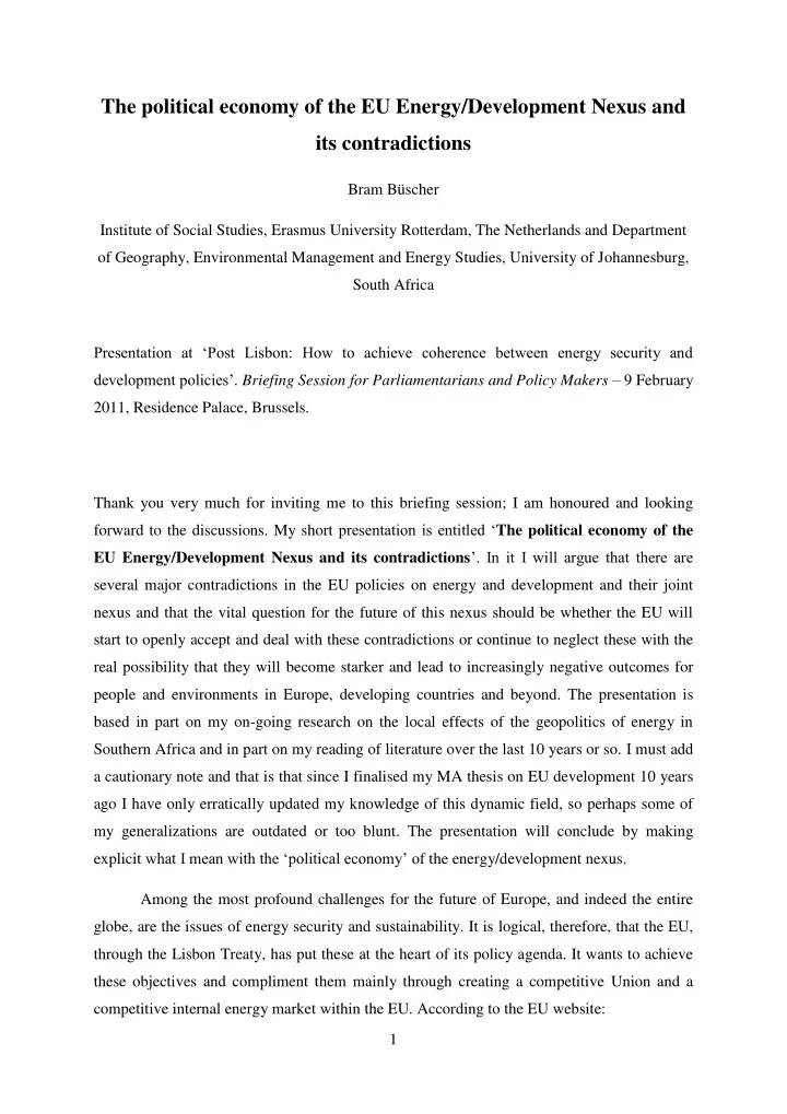 the political economy of the eu energy development nexus