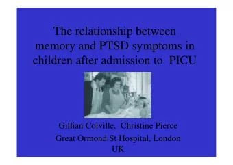 The relationship between  memory and PTSD symptoms in  children after admission to PICU  Gillian