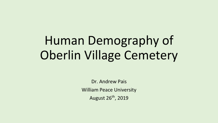 human demography of oberlin village cemetery