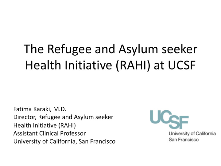 the refugee and asylum seeker health initiative rahi at