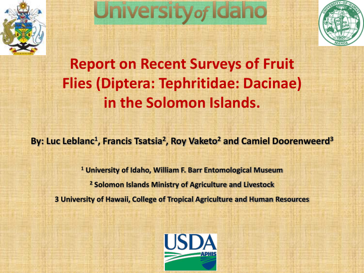 report on recent surveys of fruit