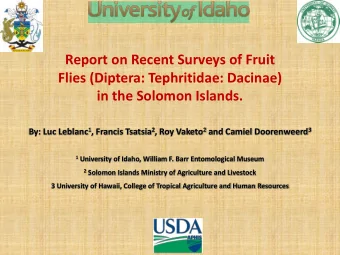 Report on Recent Surveys of Fruit  Flies (Diptera: Tephritidae: Dacinae)  in the Solomon Islands.
