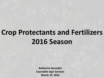 2016 Season  Katherine Benedict  Cavendish Agri Services  March 19, 2016  Who/Where  Services