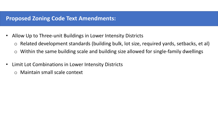 proposed zoning code text amendments