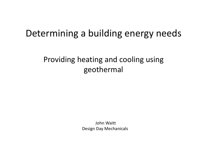 determining a building energy needs