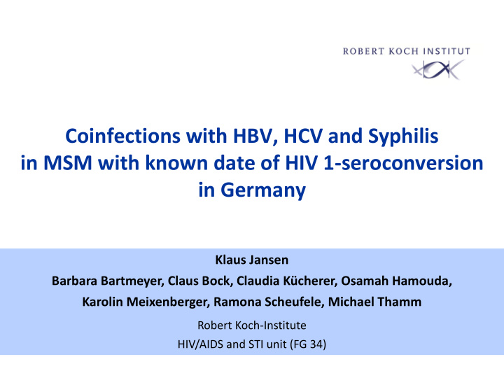 coinfections with hbv hcv and syphilis in msm with known