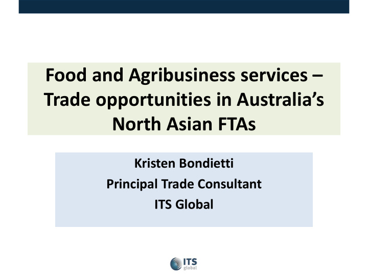 food and agribusiness services trade opportunities in