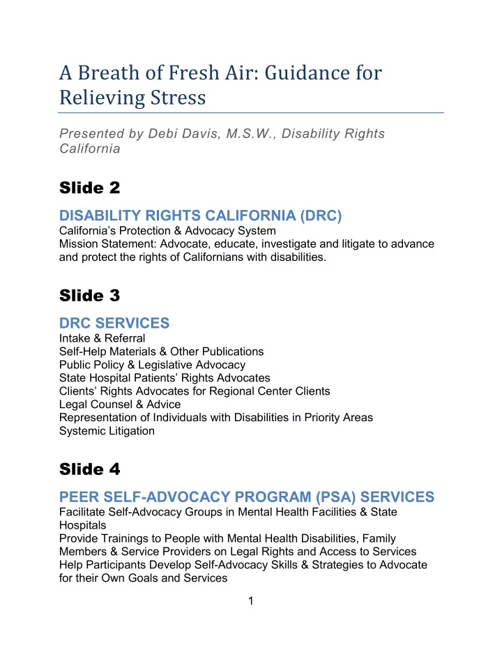 a breath of fresh air guidance for relieving stress