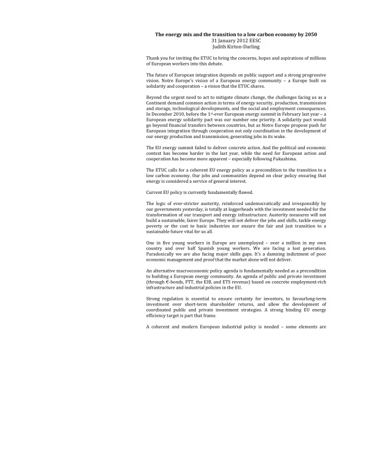 the energy mix and the transition to a low carbon economy