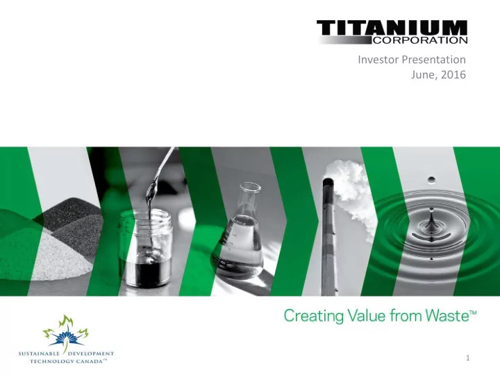 investor presentation june 2016 1 cautionary notice
